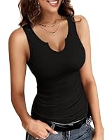 RIROW Damen Tank Top Ärmellos Gerippt Trägertop Slim Fit V-Ausschnitt Cut-Out Basic Sommer Oberteil XXL Schwarz