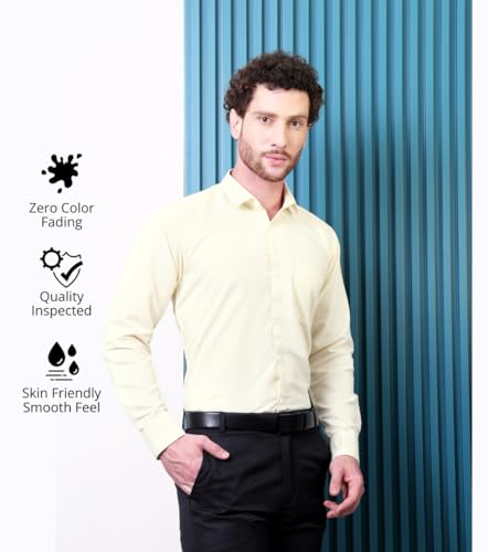 Image of CONTRARY Men's Pure Cotton Solid Stylish Casual & Formal Wear Shirt | Stylish Regular Fit Full Sleeve Comfortable Office Party Trendy Shirt - Multi Color
