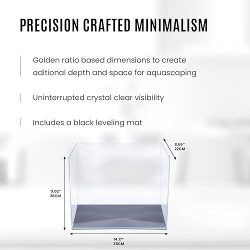 Image of UNS Ultra Clear Rimless Tank - 5.8GAL | 22.1L - 14.17x8.66x11.02 | 36x22x28 CM, 5mm Glass Thickness, Leveling Mat Included - Low Iron, High Clarity Fish Tank w / 45 Mitered Edge - [5T]