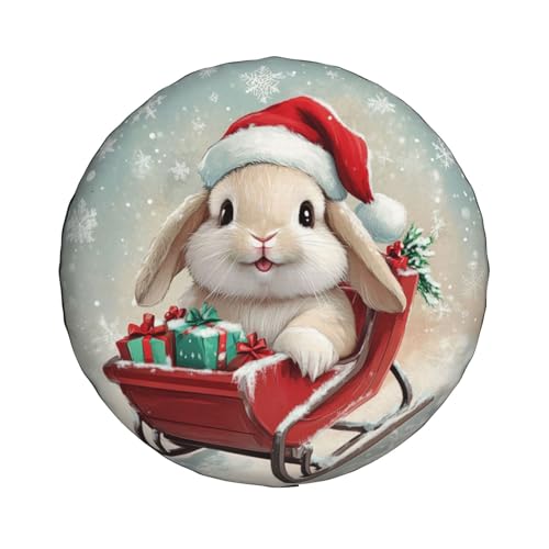 Image of Christmas Bunny Spare Tire Cover Winter Weatherproof Universal Wheel Protectors Christmas New Year Wheel Covers for Rv Camper Travel Trailer SUV Truck 17 Inch Holiday Xmas Decor
