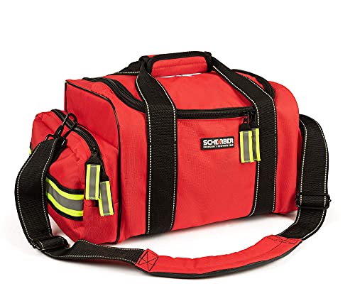 Scherber Fully-Stocked Premium First Responder Bag | Large Professional EMT/EMS Trauma & Bleeding Medical Kit | CAT Tourniquet, HyFin Vent Chest Seal, Israeli Bandage & 250+ First Aid Supplies - Red - Thumbnail 3