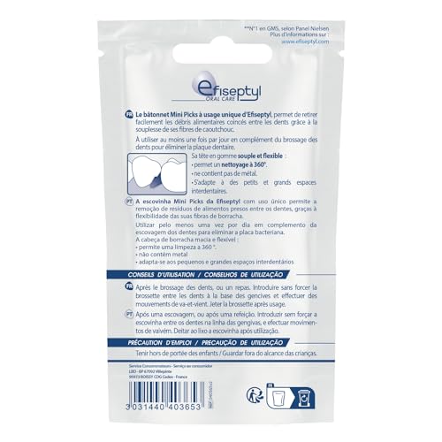Efiseptyl - 60 Mini Picks - Bâtonnets Gomme - Doux et Facile d'Utilisation - Sachet Refermable (Lot de 2) – vue 5
