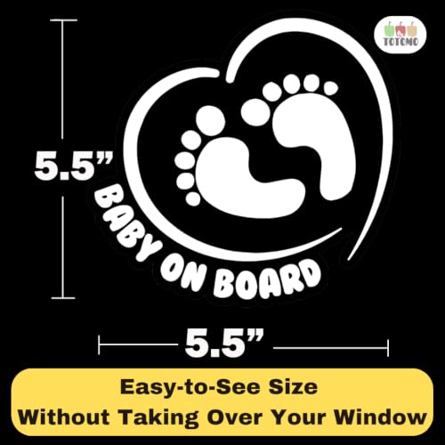 Image of TOTOMO Baby on Board Sticker for Car - Window Decal, Bumper Sign for New Parents, Durable Waterproof Safety Warning Sign for SUV Truck Minivan - Footprint Heart, 2 Pack