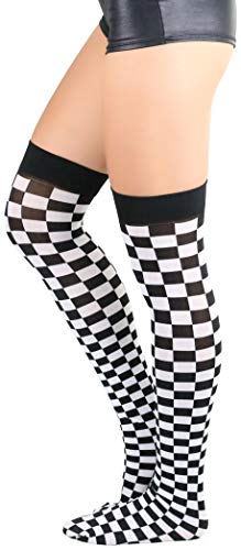 ToBeInStyle Women's Seamless Nylon Closed Toe Checkered Stockings