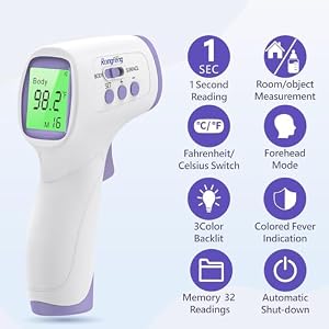 No-Touch Forehead Thermometer for Adults and Kids, Digital Thermometer with Fever Alarm, 3 Backlit and 32 Memories Fast Accurate Results, Easy for All Ages, Basal Thermometer No-Touch Forehead Thermometer for Adults and Kids, Digital Thermometer with Fever Alarm, 3 Backlit and 32 Memories Fast Accurate Results, Easy for All Ages, Basal Thermometer