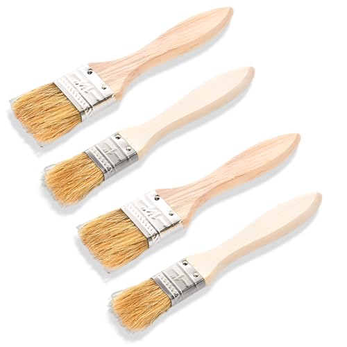 JYNXOR Pinceau Cuisine,Lot de 4 Pinceau Cuisine Poil Naturel,Résistant à la Chaleur,Pinceaus Patisserie,avec Long Manche en Bois,pour la Viande,la Cuisine,Les...