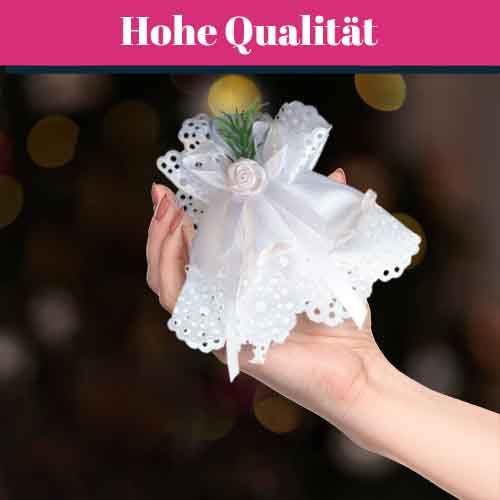 KERZENMANSCHETTE Stoff ROSA VERZIERT – Tropfschutz für TAUFKERZEN & KOMMUNIONSKERZEN für Mädchen – Ø 3–6 cm – Festliches Kerzenzubehör mit Gummiband – MaMeMi Qualität