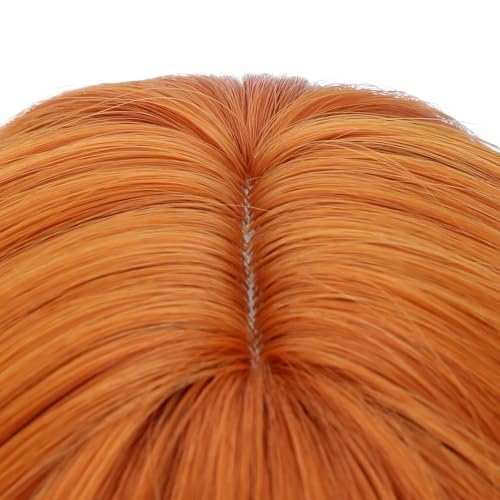 Image of PATTNIUM Kids Orange Wig Child Ginger Wig with Bangs Short Wavy Auburn Wigs for Girls Shoulder Length Heat Resistant Synthetic Wigs