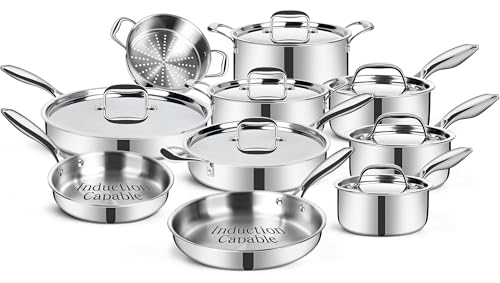 EWFEN 17-Piece 3-Ply Stainless Set