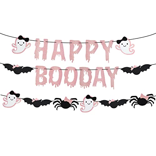 Happy Boo Day Banner, Halloween Pink Birthday Party Decorations, Pastel Halloween Birthday Party Decorations,Happy Boo Day Party Decorations For Girl Halloween Pink Birthday Party Decorations, 3 Packs #TOP7