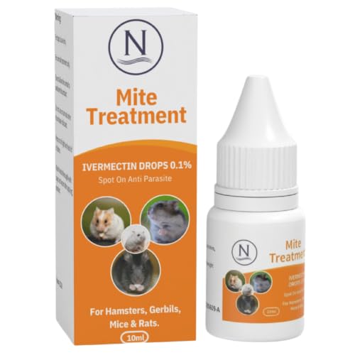 Naqua -100 DROPS PER BOTTLE - Golden Hamster Gerbil Rat Mite Treatment - Small Animal 50 to 450g - Kill Fleas Fur & Mange mites + Roundworm
