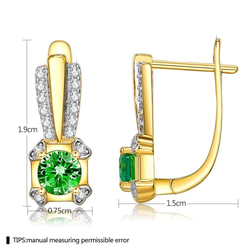 Boucles d'oreilles carré en Or 14k, cadeau idéal moissanite verte