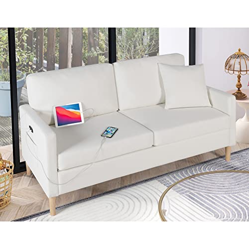 TYBOATLE Faux Leather Loveseat Sofa Couches w/ 2 USB Charging Ports and