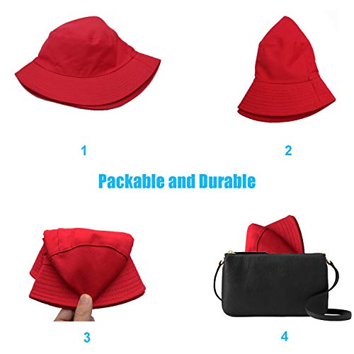 Image of Bucket Hat for Women Men, Reversible Cotton Summer Sun Beach Cap Solid Color Style