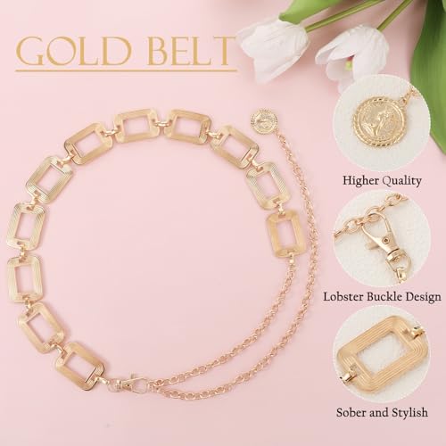 Gold Metal Chain Belt, Waist Chains for Women Ladies Fashion Chunky Link Chain Belts for Dresses Jeans3
