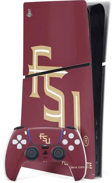 Skinit Decal Gaming Skin Compatible with PS5 Slim Digital Edition Bundle - Officially Licensed Florida State FSU Seminoles Maroon Design