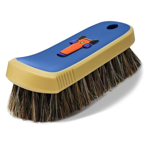 YeewayVeh Horse Hair Leather Cleaning Brush - Upgraded Long Bristle Car Leather Brush with 360° Soft Grip, for Car Interior Seats, Sofa, Upholstery & Furniture Care