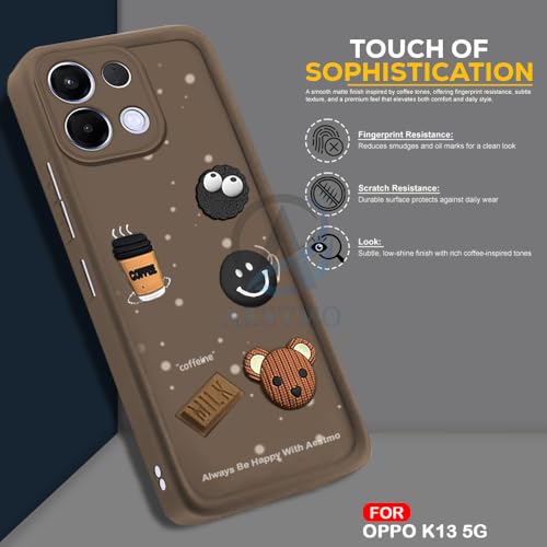 Image of AESTMO Back Case Cover for Oppo K13 5G Cover | Cute Fun Cartoon 3D Ball | Coffee Silicone Case | Full Body Protection | Camera Protection Back Oppo K13 5G (Brown