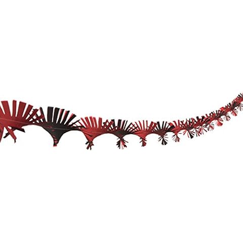 Hand Made by Aunty Mabel NOW MADE WITH NEW SUPERIOR QUALITY CREPE PAPER Hand Fringed Ceiling Decoration Streamer Party Wedding Christmas (red and black) Cover