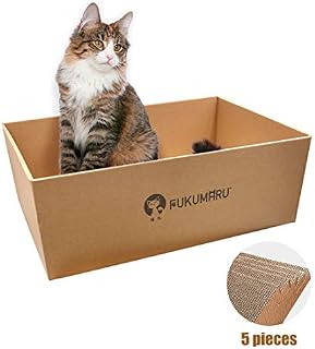 FUKUMARU 5packs Cat Scratching Pad,Cats Scratcher Box Cardboard Pet Lounge House