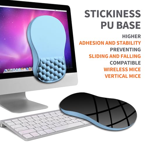 Image of Ergonomic Joint Wrist Support Mouse Pad with Memory Foam Cushion Massage Bump, Carpal Tunnel Pain Relief Mousepad Slope Design for Wrist Rest, 11.8x7.9 in, LightSkyBlue