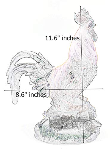 Bellaa 22977 Rooster Statue 12 Inch Boho Home Decor Kitchen Gift Outdoor Sculpture Garden Patio Yard Figurine Farmhouse Animal Chicken Hen Sunflower Country Farm Barnyard Cabin Woodland Nature Lovers #TOP3
