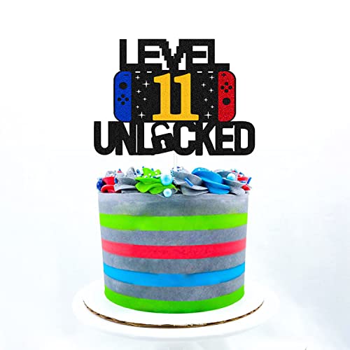 Level 11Th Unlocked Sign Cake Topper Happy 11Th Birthday Level Up Eleventh Cake Decorations For Video Game Controller Themed Kids Boy Girl Bday Party Supplies Double Sided #TOP5
