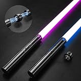 LCMAOKE 2 Pack Light Saber, 15 Colors and 4 Modes Light up Light Saber for Dueling, 2-in-1 RGB Detachable USB Charge, Gifts Toys for Kids Adults Birthday Christmas Thanksgiving