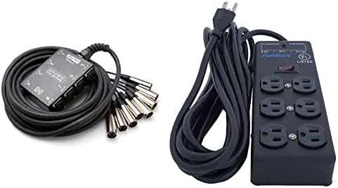 HOSA ProConex Little Bro' Sub Snakes XLR x 8 - (50 Feet) (Black) (8 Channel) & Furman Power Conditioner (SS6B) Black