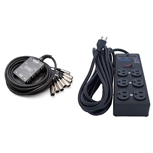 Hosa Proconex Little Bro' Sub Snakes Xlr X 8 - (50 Feet) (Black) (8 Channel) & Furman Power Conditioner (Ss6B) Black #TOP7