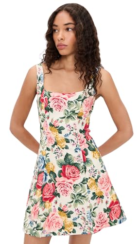 wayf dresses Women's Rosemary Mini Dress, Ivory Roses, XS at Amazon Women's Clothing store Style:Blue Corset Fit Fits true to pin up girl clothing Beatrice Black and White