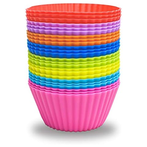 TTSAM 24 Pack Silicone Baking Cups Rainbow Set Cover