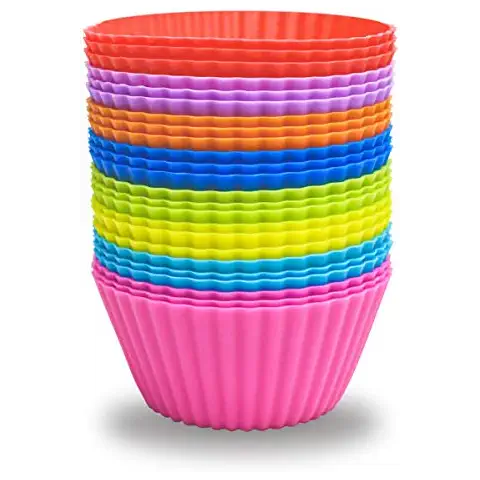 TTSAM 24 Pack Silicone Baking Cups Rainbow Set Cover
