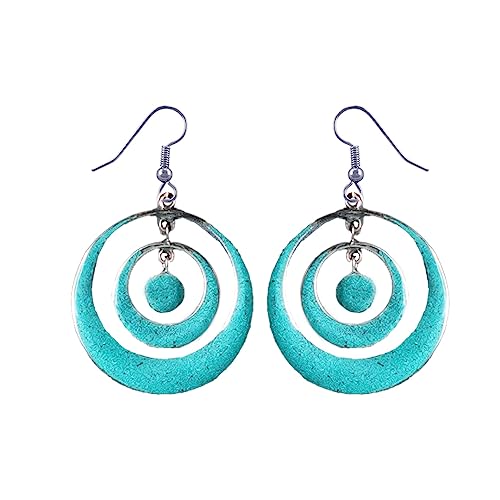 Boucles d'oreilles turquoise pendantes fait main bijoux argent femme