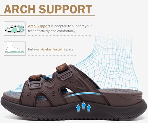 Image of ONCAI Womens Orthotic Sandals Ladies Recovery Walking Slides Arch Support Plantar Fasciitis Comfort Orthopedic Soft Cushion Summer Adjustable Sandalias Size 6-12