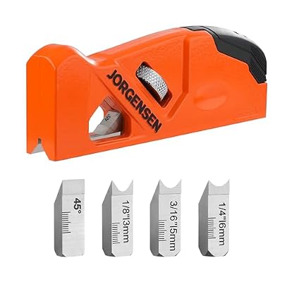 JORGENSEN Chamfer Plane, Edge Corner Plane with 4 Cutter Heads, Storage Space - Hand Plane for Woodworking, Carpenter Woodworking Tools for Edge Trimming of Wood, Edge Corner Flattening