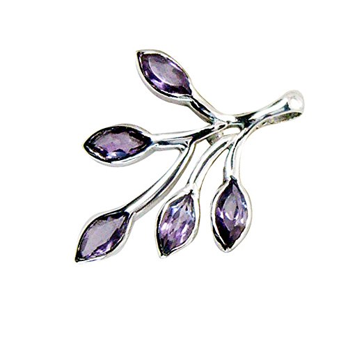Pendentif Pierre De Naissance Améthyste Collier Forme Marquise Argent