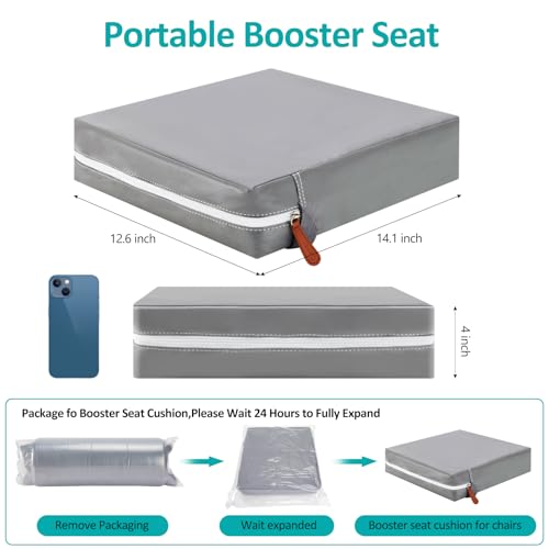 Image of Toddler Booster Seat for Dining Table, Stronger Support Non-Slip Bottom Booster Seat for Kitchen Chair 2 Adjustable Straps Portable Travel and Home Increasing Booster Cushion Kid Baby(Grey)