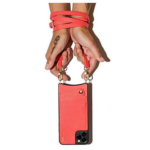 AUX Mobilskal och plånbok i crossbody | veganläder med silverhårdvara | Endast kompatibel med iPhone 6/7/8 Plus | Hallon