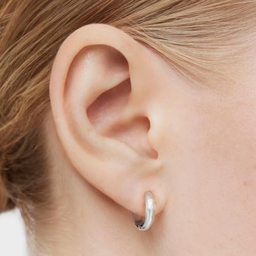 TOUS Pendientes de Aro de Plata de Primera Ley para Mujer y Cierre Criolla de 3mm de Grosor y 1 cm de Diametro, Motivo de Oso, Versátiles y Atemporales, Colección Basics