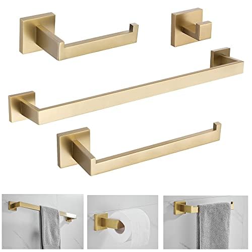 Kit Acessórios Banheiro Aço Inox 304 Luxo 4 Peças Cor Dourado - Brinovar
