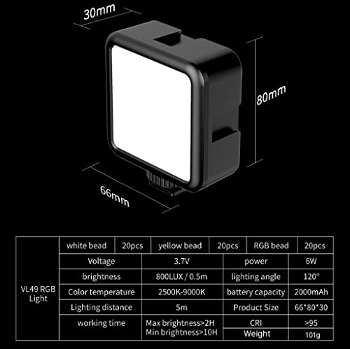 Image of RGB Full Color LED Video Light 2500K-9000K 800LUX Magnetic Mini Fill Extend 3 Cold Shoe 2000mAh Type-c Port(E)