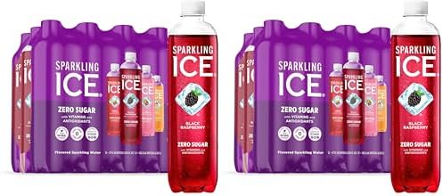 Sparkling Ice Purple Variety Pack, Flavored Water, Zero Sugar, with Vitamins and Antioxidants, 17 fl oz, 12 count (Black Raspberry, Cherry Limeade, Orange Mango, Kiwi Strawberry) (Pack of 2)