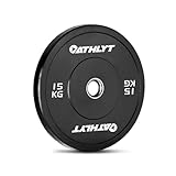Athlyt Black Bumper Plates, 15kg, Single