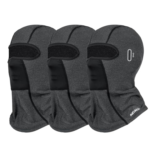 Aicall 3 Pieces Balaclava Ski Mask Quick Drying Summer Cooling UV Protector Breathable Face Mask Motorcycle Outdoor Gear for Men Women(Gray)