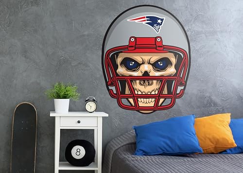 New England Patiots NFL Skull Helmet Officially Licensed Wall Decals- 27in x 34in