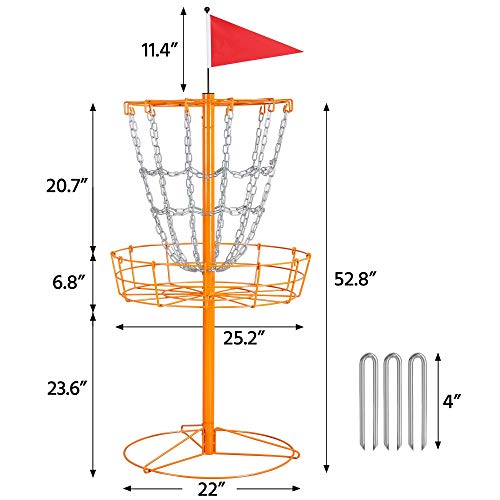 Image of Yaheetech Disc Golf Basket Portable Disc Golf Practice Set 12 /24 Chain w /Basket Target and Double Steel Chains for Outdoor
