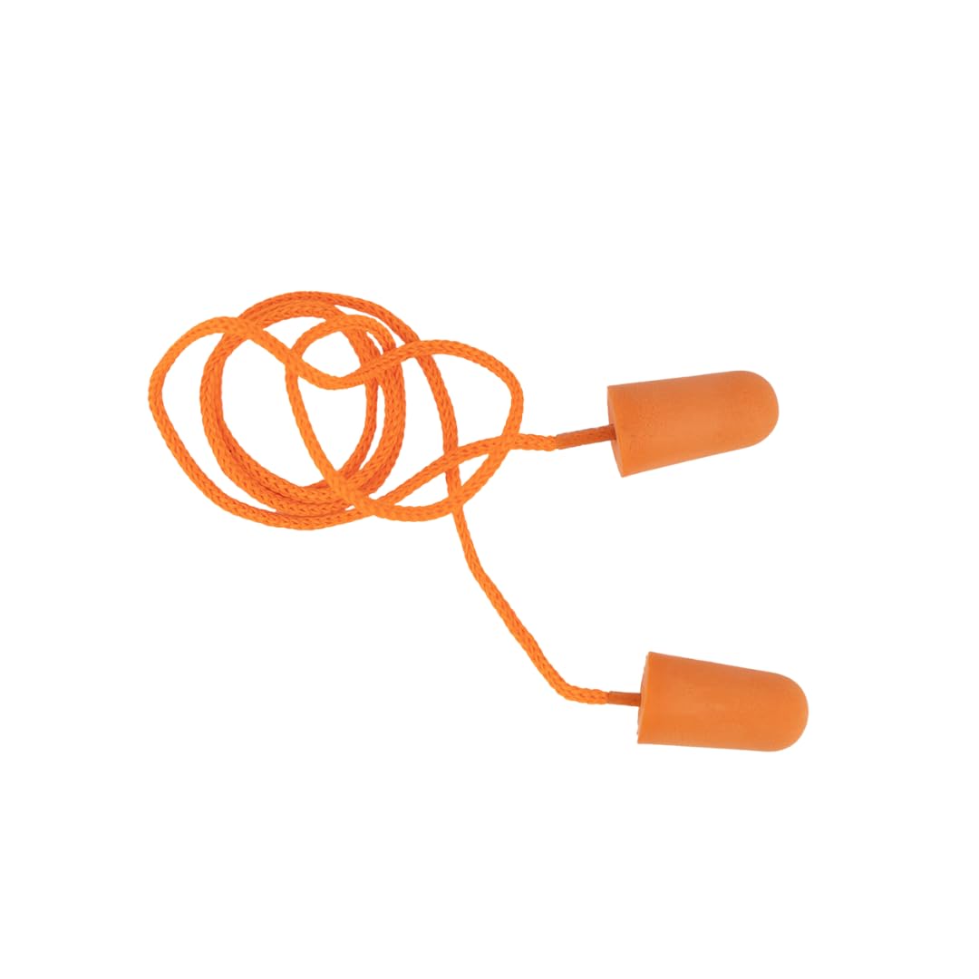 KARAM EP02 Disposable Foam Corded Ear Plugs with Cottan Thread | Noise Reduction Earplugs for Sleeping, Work, Swimming & Construction | Soft & Comfortable with SNR 34dB