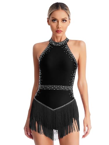 YiZYiF Vestido Flecos de Baile Latino para Mujer con Pantalones Cortos Ropa de Baile Espalda Abierta de Danza Ballroom Falda de Clásica Salsa Tango con Lentejuelas Negro C S YiZYiF Vestido Flecos de Baile Latino para Mujer con Pantalones Cortos Ropa de Baile Espalda Abierta de Danza Ballroom Falda de Clásica Salsa Tango con Lentejuelas Negro C S