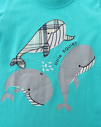 Image of HILEELANG Boys Summer Outfits Short Sleeve T-Shirt & Shorts Sets Playwear Clothes 2 Piece 2-7Y